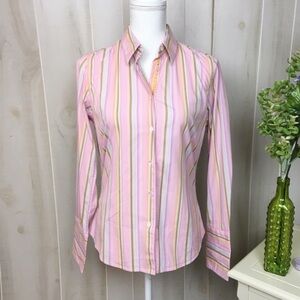Women’s Robert Graham Striped Pink Button-Up Shirt